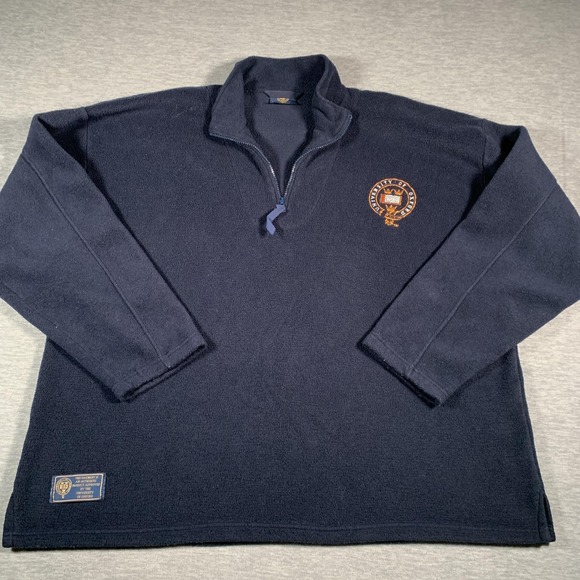 University of Oxford Fleece Pullover Quarter Zip Mens 2XL Navy Embroidered Crest - Picture 1 of 14
